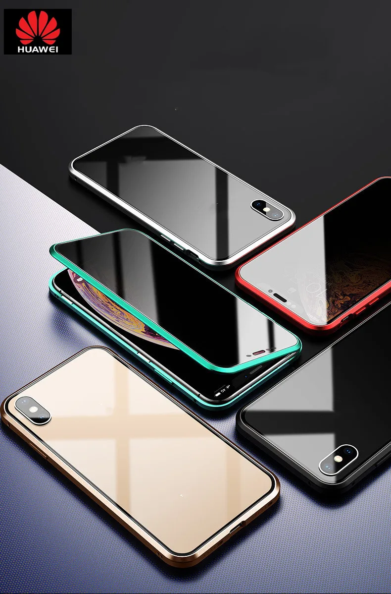 Huawei P20 анти-пип двойное стекло в рамке мобильный телефон оболочки все включено металлическая рамка Магнитный чехол для телефона