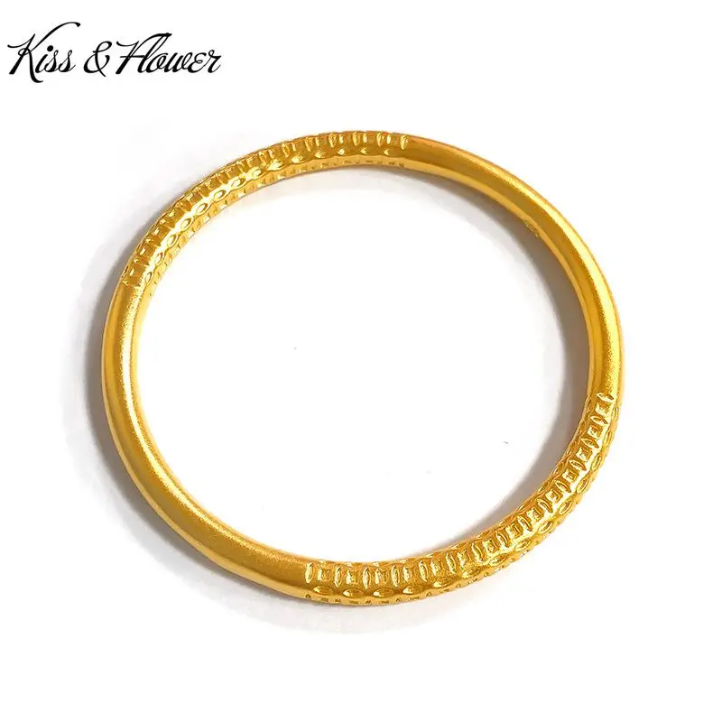 

KISS&FLOWER BR222 Fine Jewelry Wholesale Fashion Woman Girl Bride Birthday Wedding Gift Vintage Coin 24KT Gold Bracelet Bangle