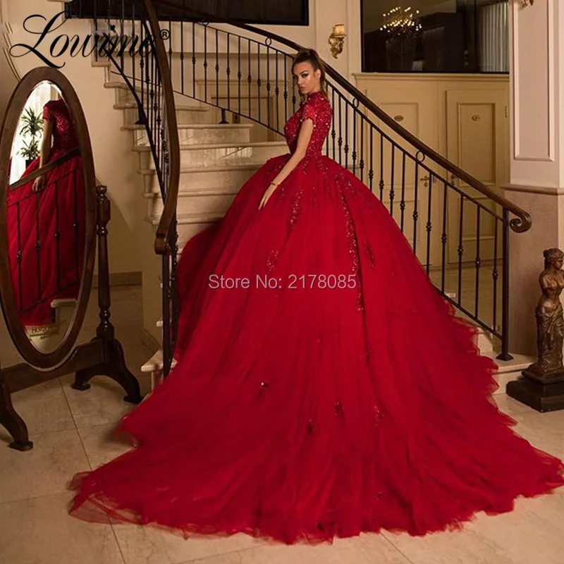 Saudi Arabia Dubai Design Prom Dresses Long Puffy Evening Dress Tassel Beading Customized Red Party Gowns 2020 Robe De Soiree