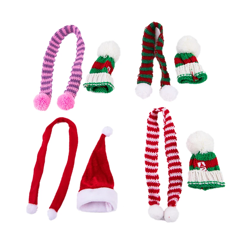 

1Set Chirstmas Theme Doll Hat Scarf Handmade Xmas Cap Fashion Christmas Gift Doll Accessories