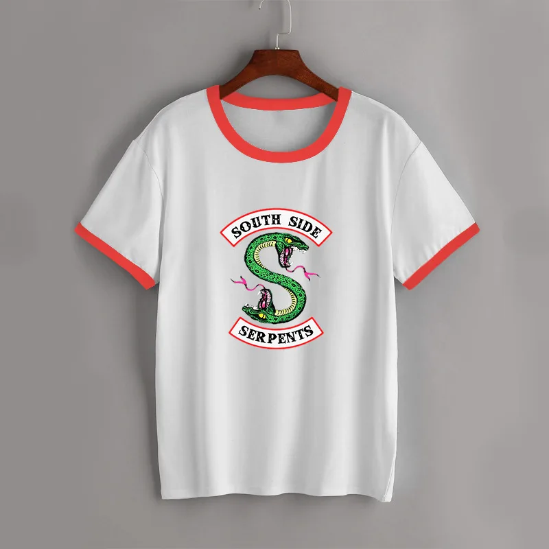 Женский костюм ривердейл белая футболка с принтом змеи и в стиле Харадзюку