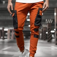 2021 harem joggers pants men large side pocket fashion contrast color men splicing sports cargo panttrousers for men streetwear