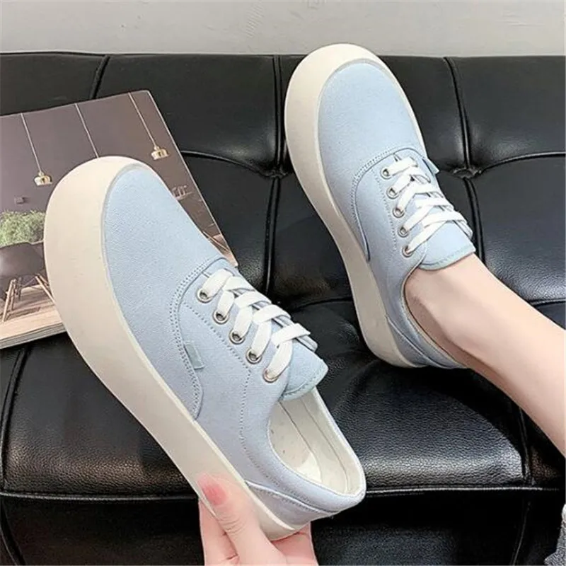

Thick-soled breathable womens shoes spring summer 2021 new casual women canvas shoes fashion round-toe women's sneakers