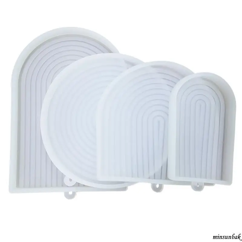 

minsunbak U-Shaped Large Arched Tray Silicone Mold Geometric Bohemian Rainbow Stencil Concrete Resin Tray Mold