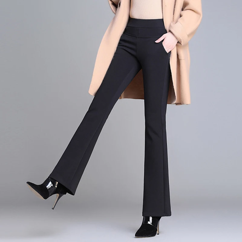 

Women Bells Bottom Pants Trouser Stretch Slim High Waist for Autumn Winter Party THJ99