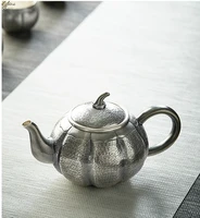 silver pot sterling silver handmade s999 teapot kettle household kung fu tea set pumpkin sterling silver teapot 312g 340ml