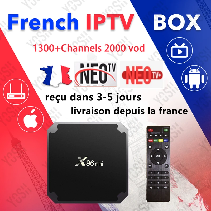 Франция x96 mini smart android tv box 1500 live 1 год neo tv pro m3u подписка на арабском и французском языках Бельгия iptv set top tv box