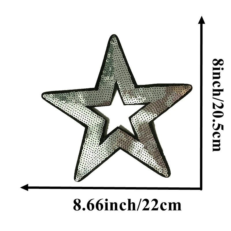 Новое поступление большая серебряная звезда нашивки с блестками для одежды