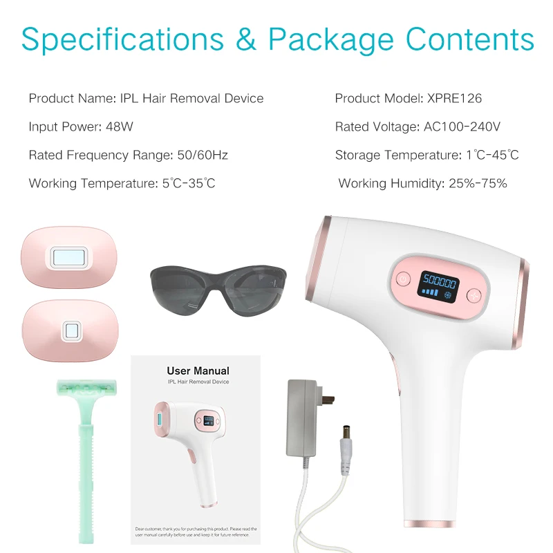 

Laser Hair Removal for Women & Men, Xpreen 500,000 Flashes IPL Permanent Hair Removal & Upgrade Ice Compress - Home Use Hair Rem