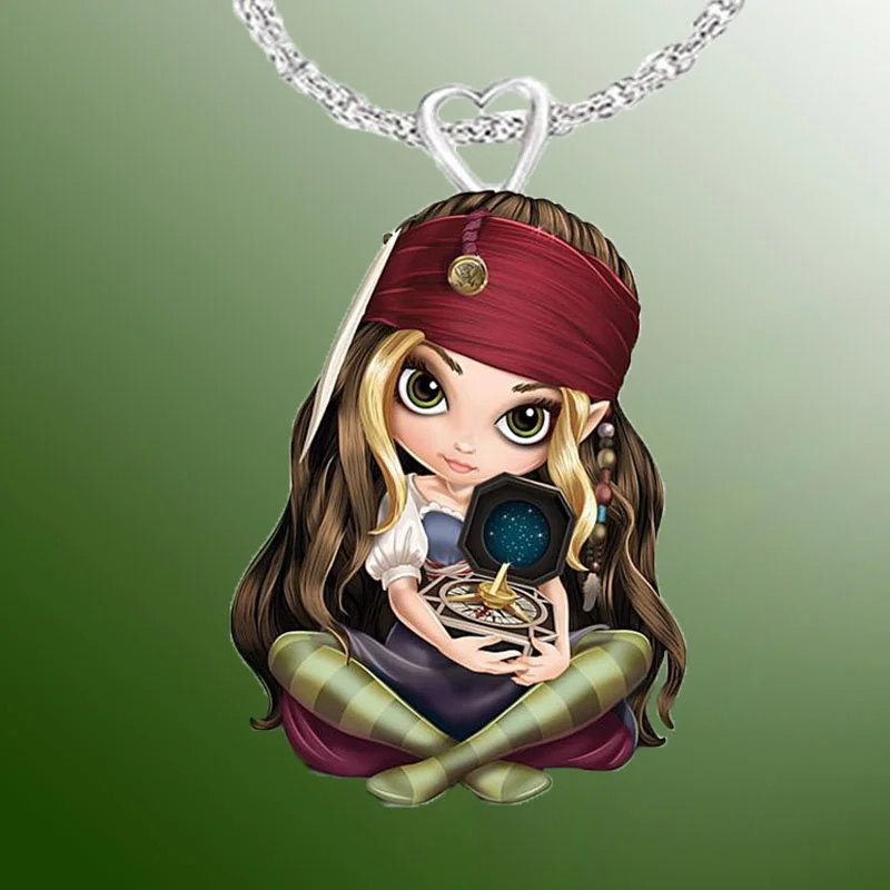 

Exquisite Cute Cartoon Girl 3D Printing Choker Resin Cartoon Pirate Pendant Casual Party Necklace Jewelry