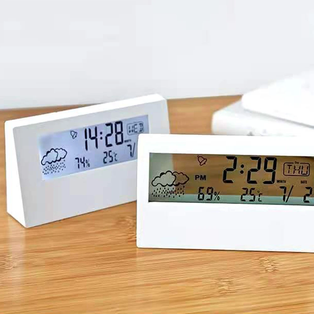 

LED Electronic Alarm Clock Digital Thermometer Hygrometer Gauge Indoor Automatic Electronic Temperature Humidity Monitor Clock