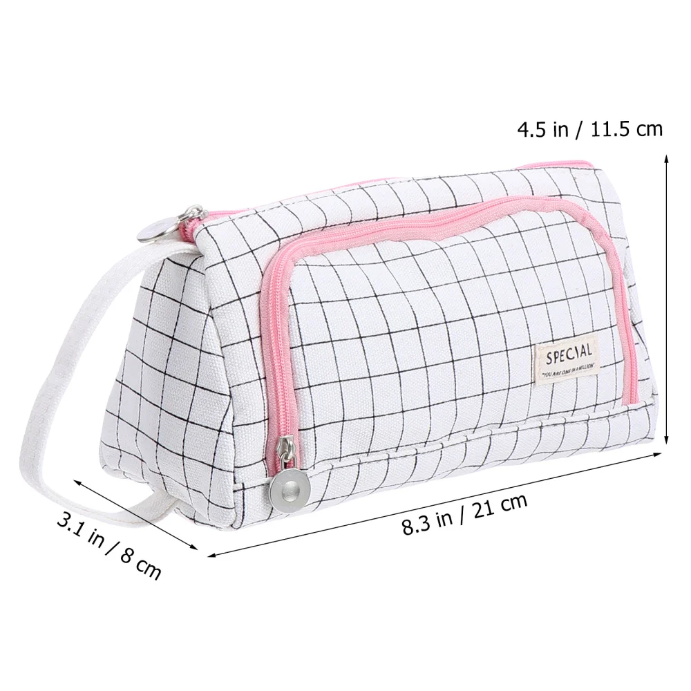 

Large Capacity Zipper Pencil Pouch Canvas Pen Bag Student Stationery Bag