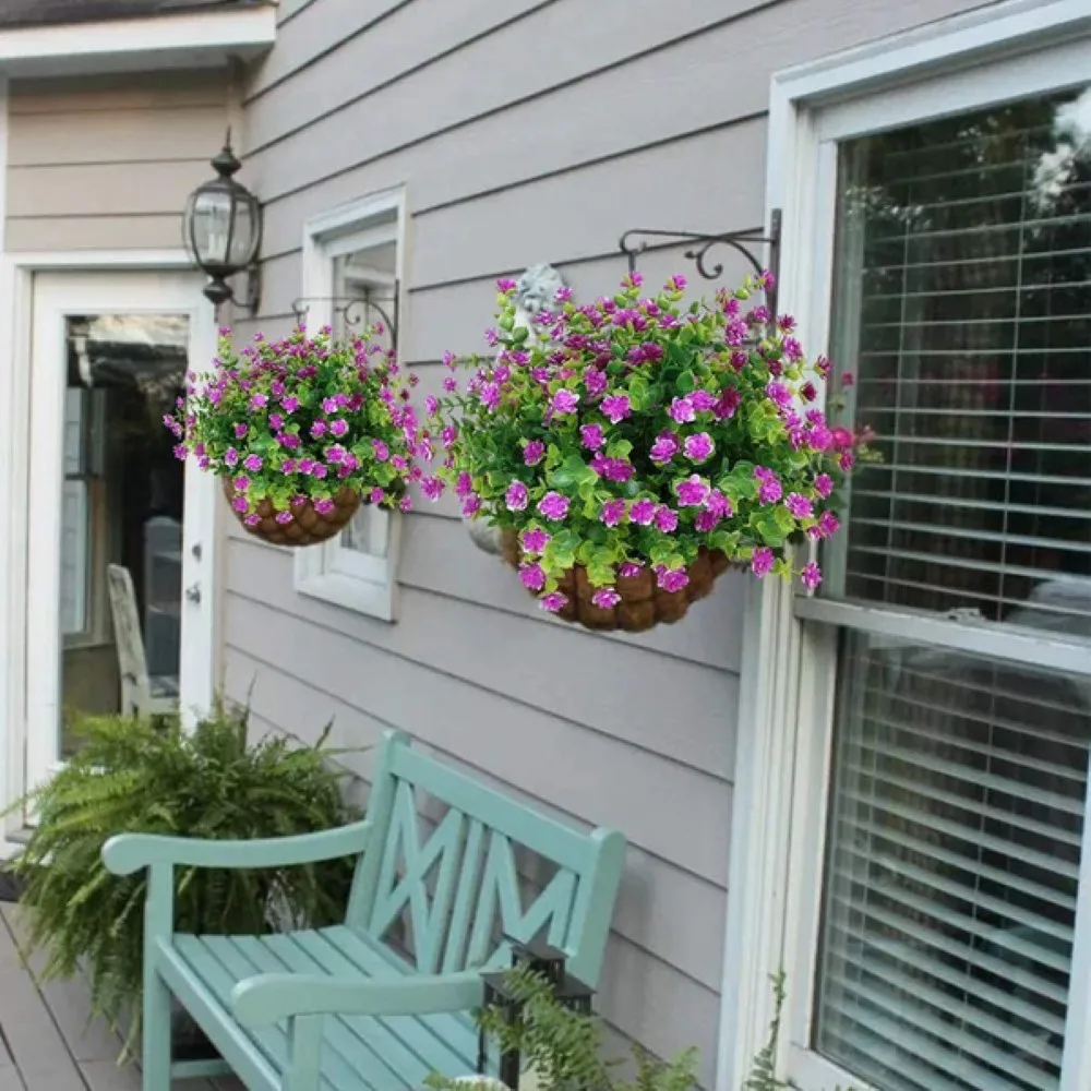 

4 PCS Fake Flowers UV Resistant No Fade Shrubs Plants Plastic Lifelike Artificial Flowers for Home Office Garden Wedding