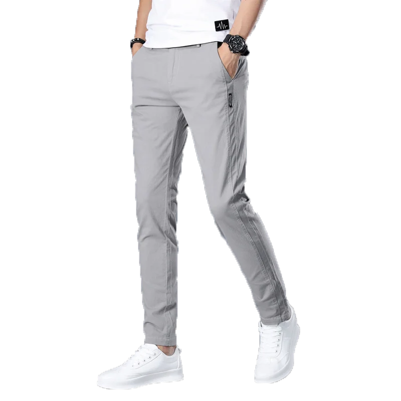 

FAKUNTN Pants Casual Mens Business Male Trousers Classics Mid weight Straight Full Length Fashion breathing Pant %100 cotton