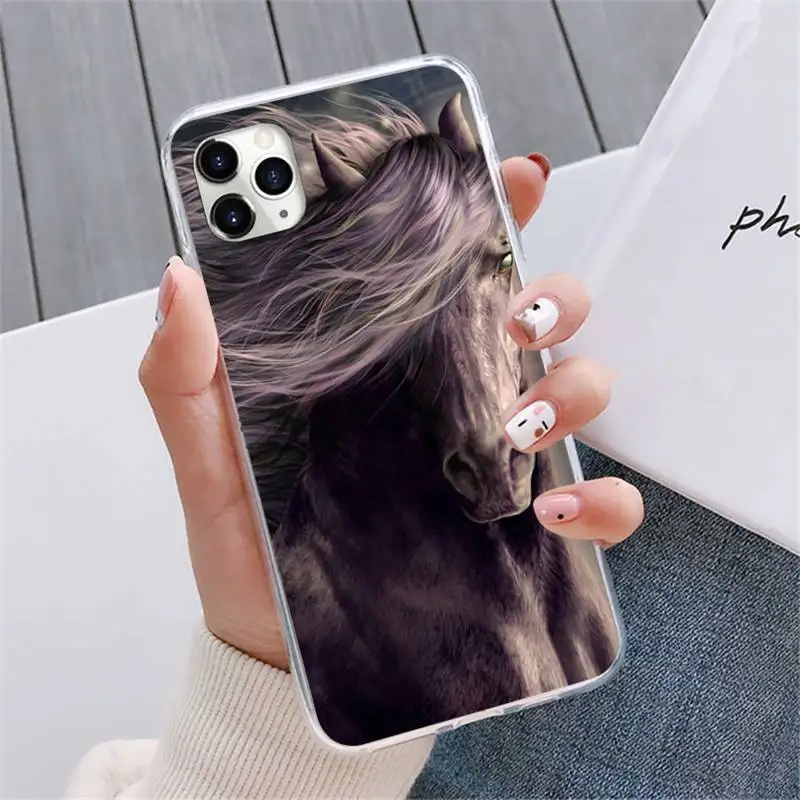 

Watercolor Horse Horses Running Phone Case For iphone 12 5 5s 5c se 6 6s 7 8 plus x xs xr 11 pro max mini