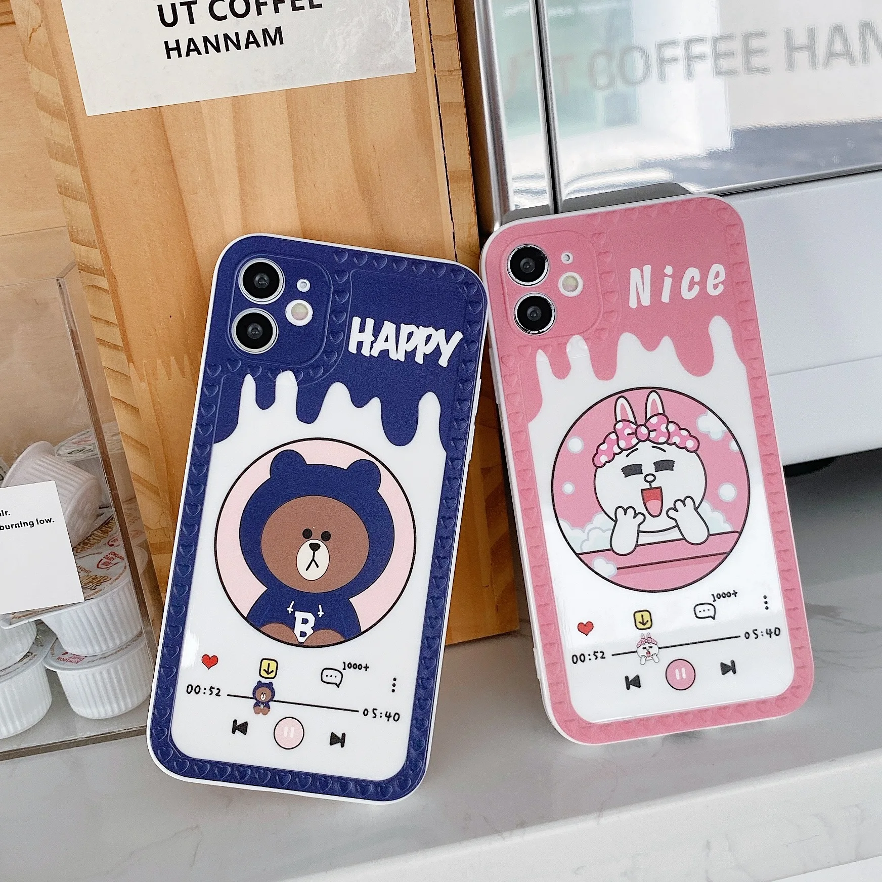 

Cartoon music Bear phone Case For iPhone 11 12 Pro Max X XR XS Max 8 7 6 Plus Mini