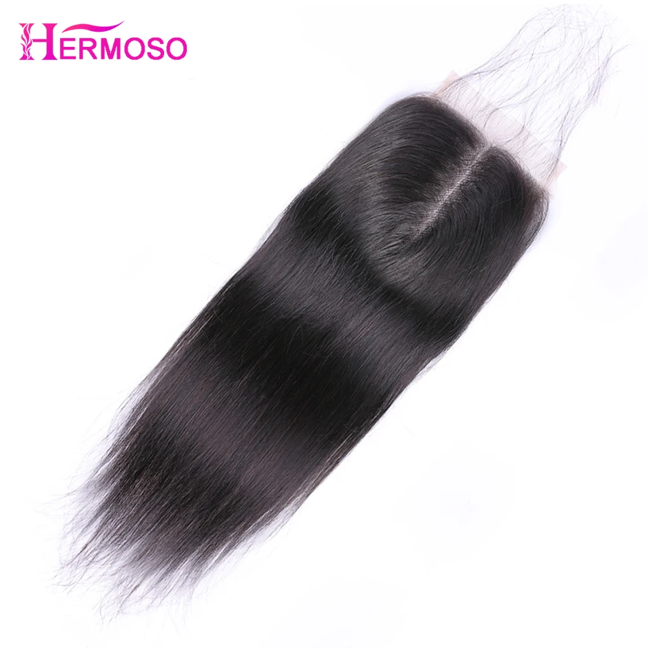 Peruvian Straight Hair Closure Free Part Hand Tied Lace Remy Human Extension 4x4 Shipping | Шиньоны и парики