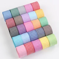 50yards checked ribbon plaid tartan tapes grosgrain ribbon double face fabric layering polyester diy crafts accessories earrings