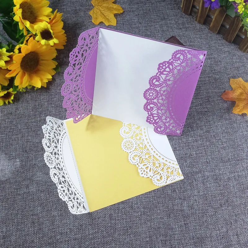 30 шт. элегантная кружевная Свадебная пригласительная открытка с лазерной резкой
