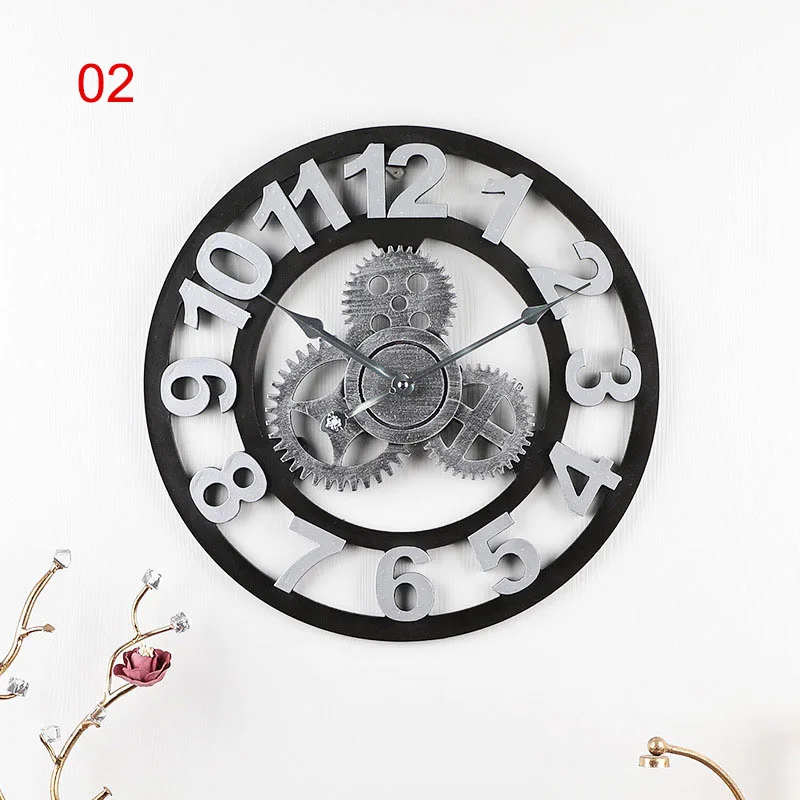 Новые горячие бесшумные настенные часы винтажные шестерни цифровые украшение