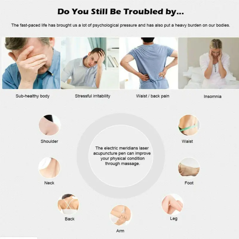 New Electronic Acupuncture Meridian Body Massager Energy Pen Pain Relief Therapy Relaxation Health Care |