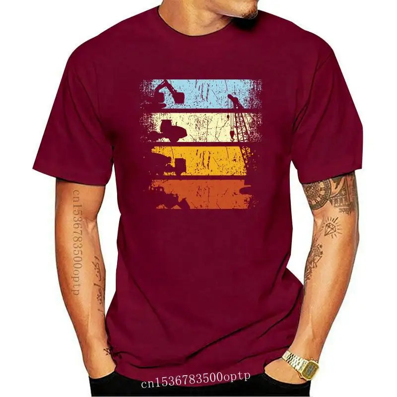 

New Vintage Construction Site Vehicles Crane Excavator Truck T-Shirt