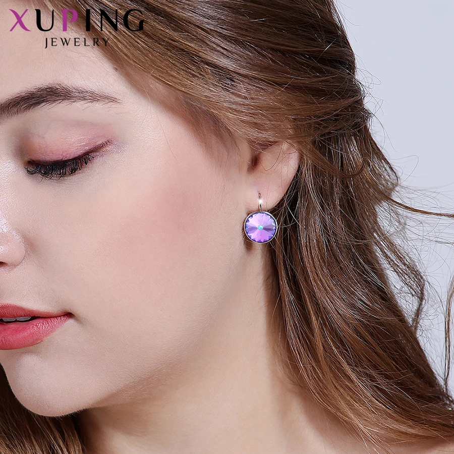 Xuping стильные элегантные блестящие серьги-кольца с кристаллами от Swarovski Подарок на годовщину для женщин девочек M99-20641