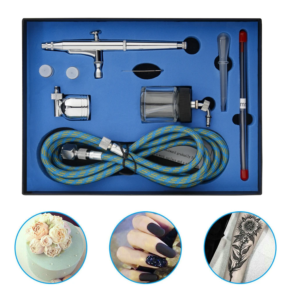 

Аэрограф Двойного действия, 3 комплекта аэрографов, краскопульт для красоты, сжатие краски, художественный Набор для торта, ремесла, керамич...