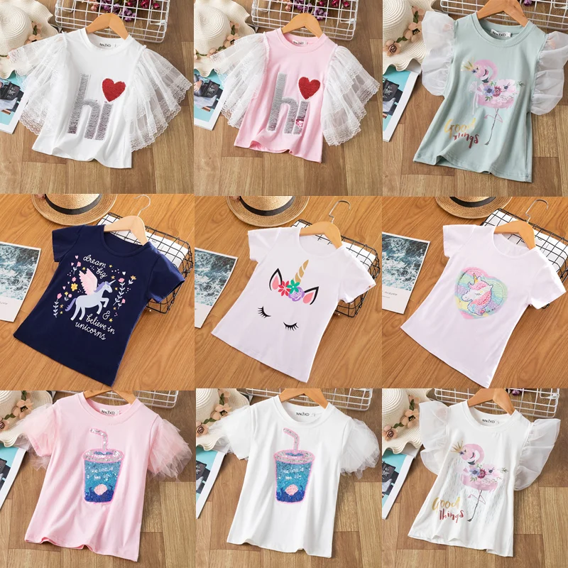 

Summer Fashion Unisex Unicorn T-shirt Children Boys Short Sleeves White Tees Baby Kids Cotton Tops For Girls Clothes 2-7Y