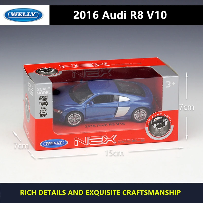 WELLY 1:36 2016 Audi R8 V10 модель автомобиля Land Rover из сплава коллекционная Игрушечная