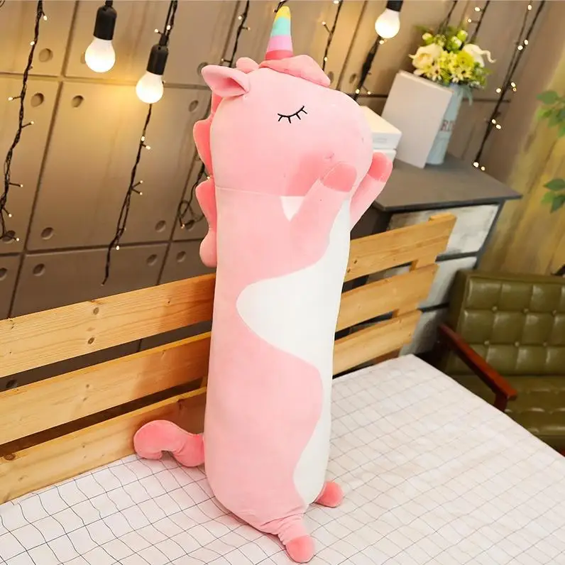 unicorn 1 шт. 70/90/120 см Мультяшные Животные Динозавр Единорог кошка плюшевые игрушки, мягкие топы с длинными спальный подушечные куклы для детей подарок на день рождения - Цвет: unicorn