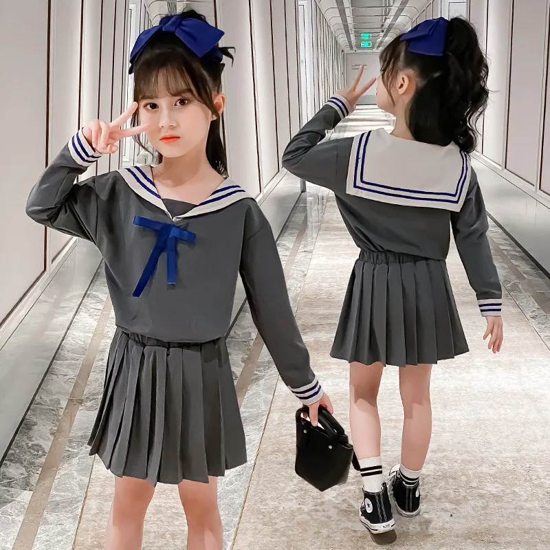 

Комплект одежды для девочек на Возраст 4-12 лет, с длинным рукавом и юбкой