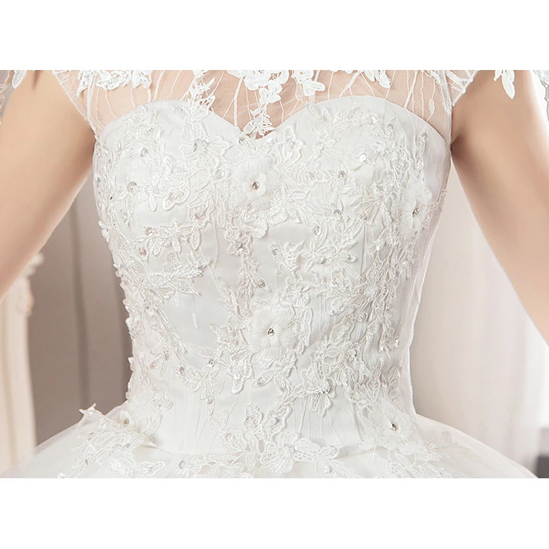 Женское свадебное платье принцессы роскошное с вырезом лодочкой и шлейфом