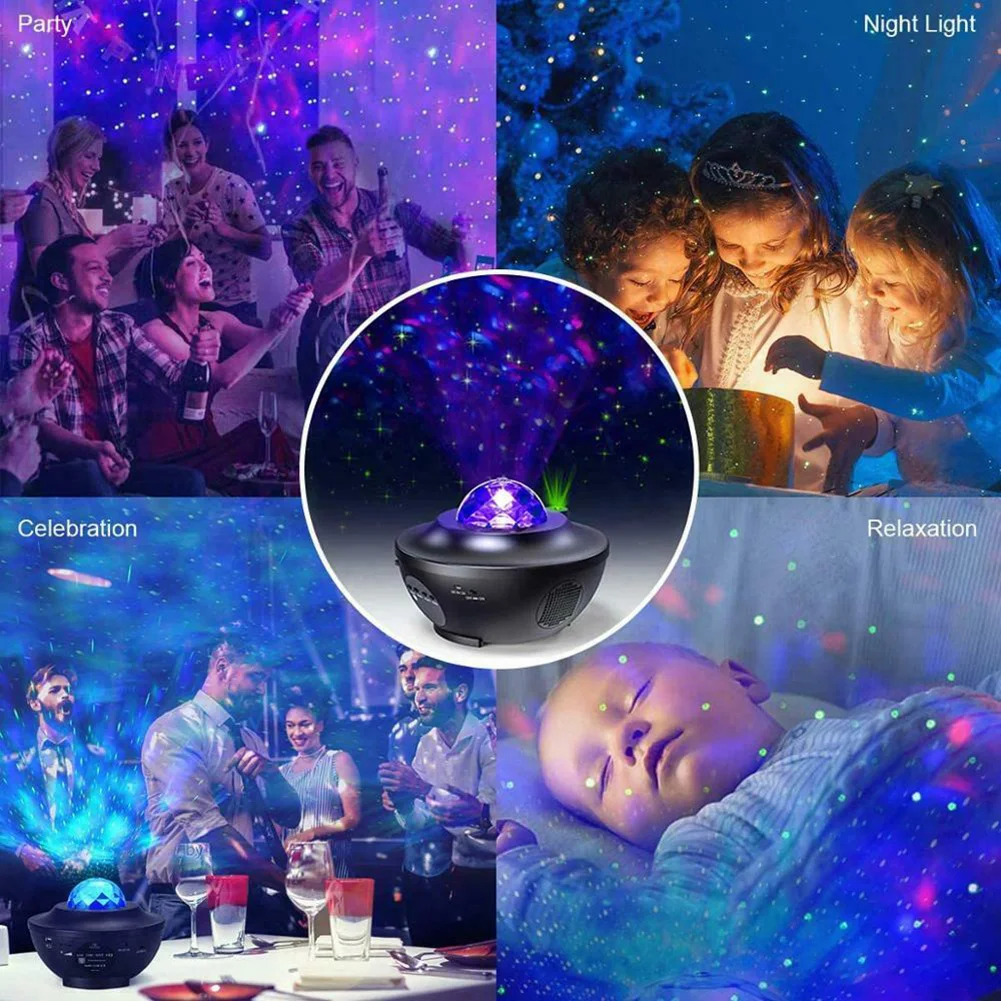 

Galaxy Projector Music Starry Water Wave LED Projector Light Bluetooth Speaker LB88