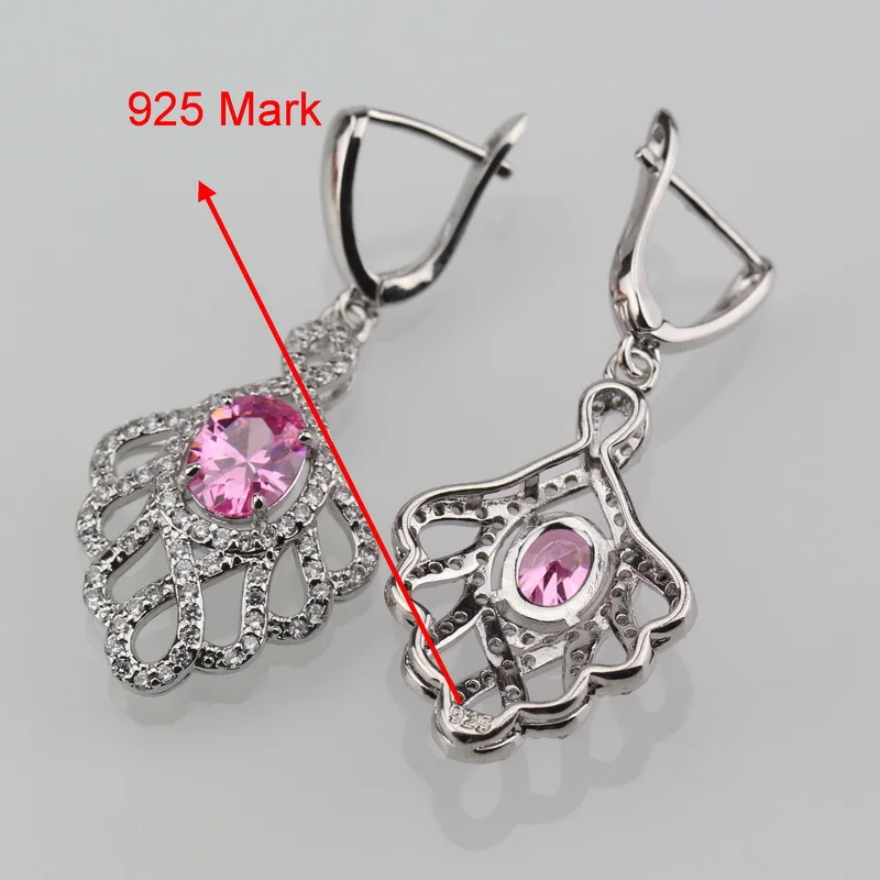 Young Sweet Женские свадебные Большие Ювелирные наборы серебряный цвет розовый CZ