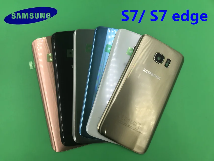 Передний экран стекло объектив samsung Galaxy S7/S7 Edge G930F G935F Задняя крышка батареи задняя дверь корпус с клеем