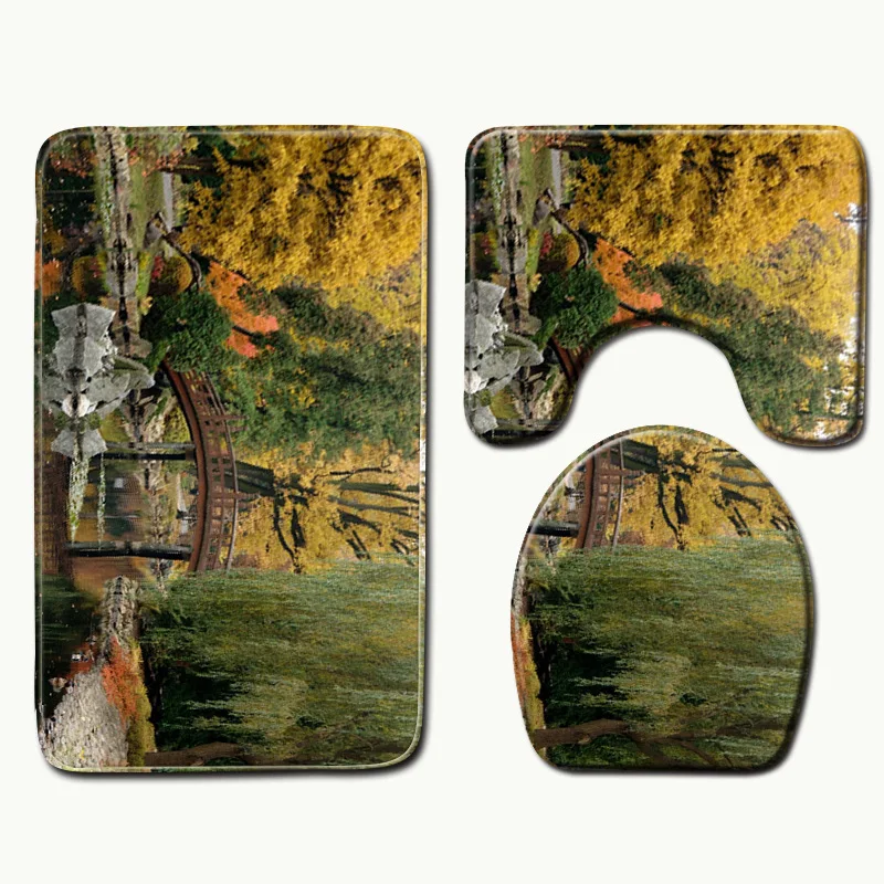 

Zeegle Scenic Printed Bath Mat Bathroom Rug Set Bath Decor Bathroom Carpet Absorbent Toilet Mat Bath Rug Non-slip Shower Mat