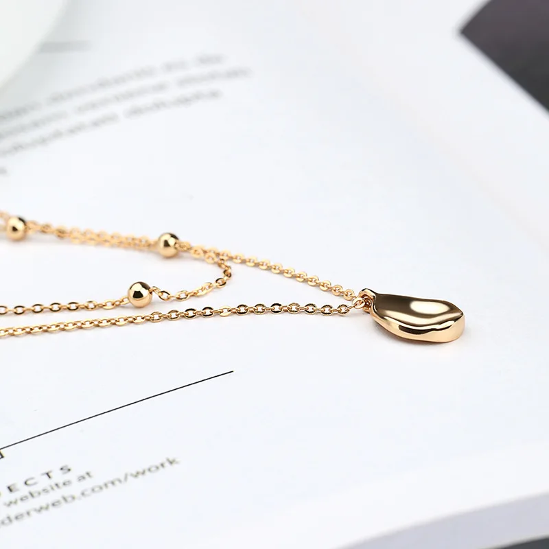 Женское Двухслойное ожерелье-цепочка из серебра 925 пробы с золотистыми бусинами |