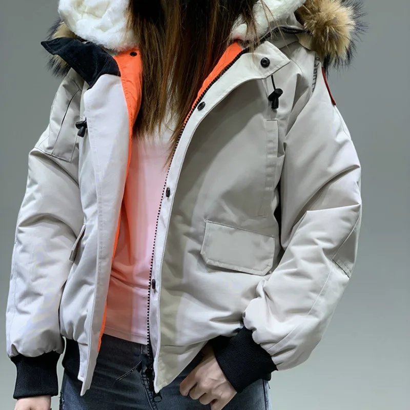 

New Winter Best-selling Women's Down Jacket Fashion White Duck Down Protective Bomber Jacket Women Outdoor Casual Cotton Jacket