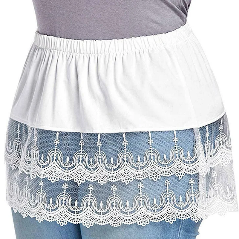 Хлопковая Съемная Женская Нижняя юбка повседневная черная и белая кружевная