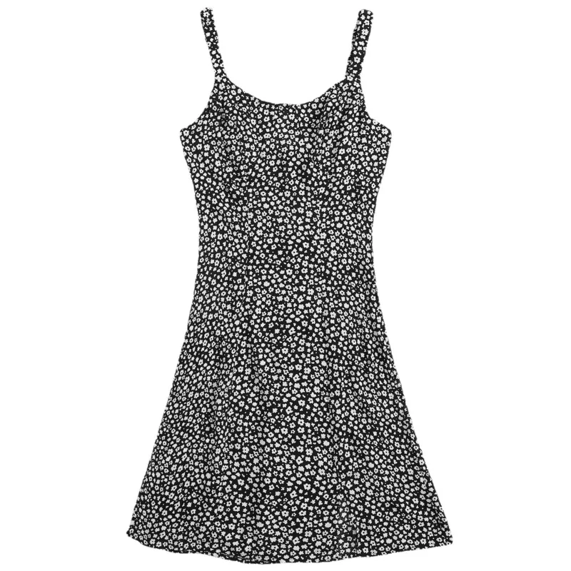 

Boho Floral Cami Dresses Women Sleeveless Bodycon Dress Causal Mini Beach Summer Clothes Women Sundress Spaghetti Strap