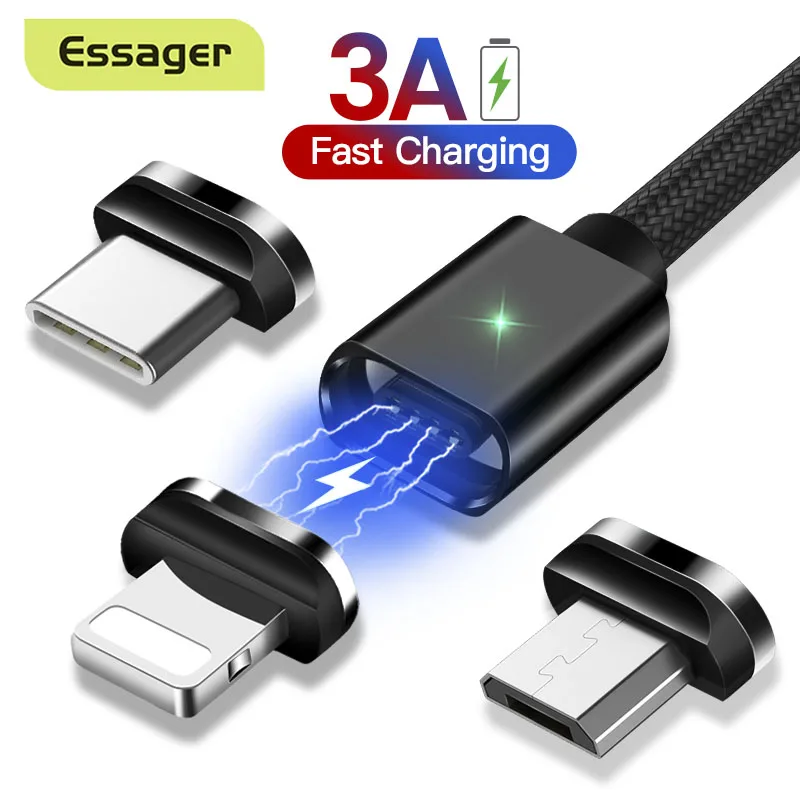 

Essager Magnetic Micro USB Cable 3A Fast Magnet Charger for iPhone Samsung Xiaomi USB Type C Charging Date Cord Phone USBC Cable