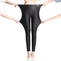 2021 autumn new style women%e2%80%98s oversized plush glossy pants thickened capris high elastic warm pants slim leggings dropshipping