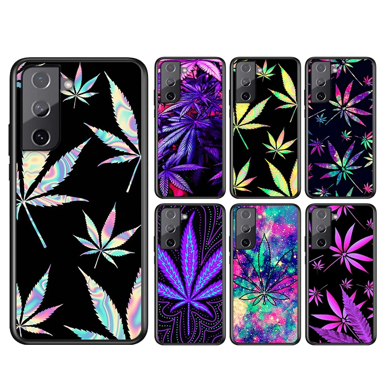 

Pretty leaves For Samsung Galaxy S21 S20FE S10 S10e S9 S8 S7 S6 Ultra Plus Lite Edge 5G Black Soft Phone Case