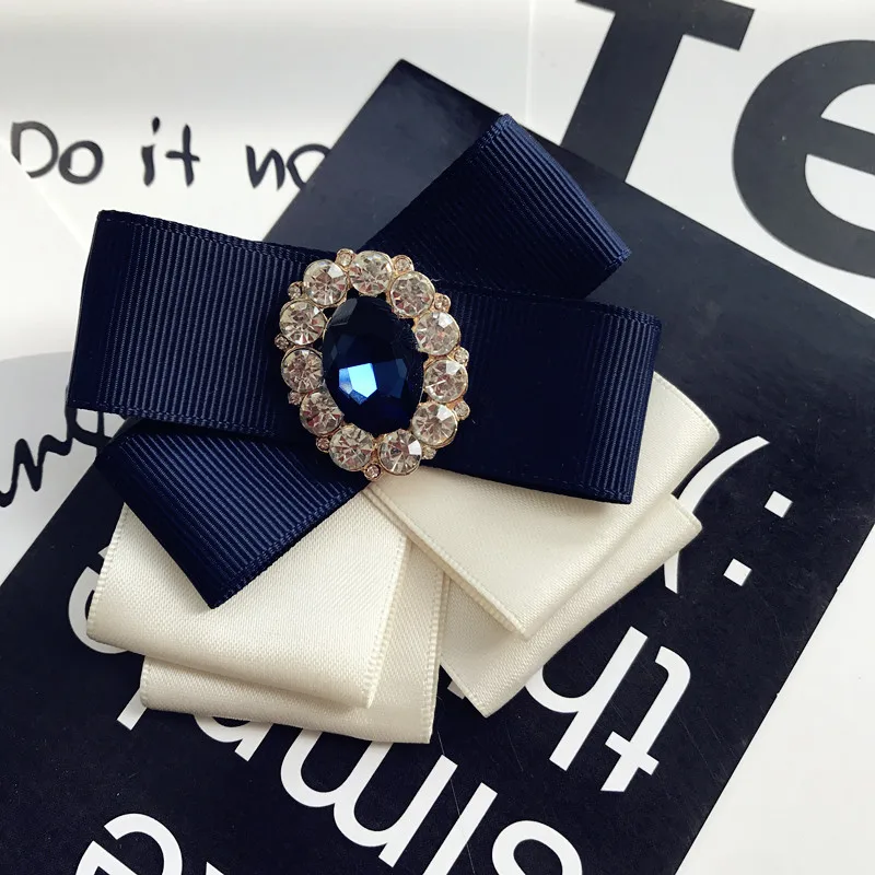 Blue White I-Remiel Bowties брошь-Бант Цветок Металлическая Ткань Глод жемчуг булавки и броши корсаж женские броши на лацкан для женщин - Окраска металла: Blue White