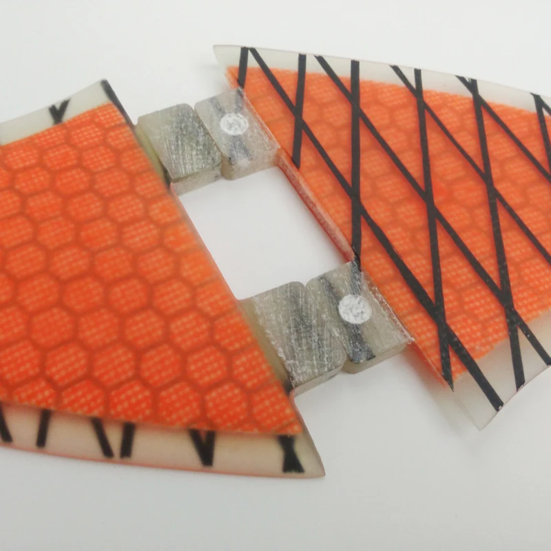 FCS G5 двойные плавники для серфинга оранжевые сотовые из углеродного волокна