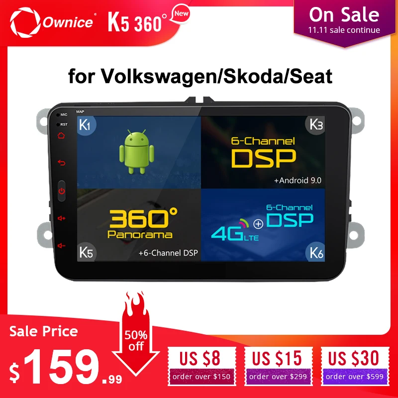 Ownice K3 K5 K6 Android 9,0 2din автомобильный dvd-плеер для VW Polo Golf Passat Tiguan Skoda Yeti Superb Октавия Рапид Volkswagen Toledo