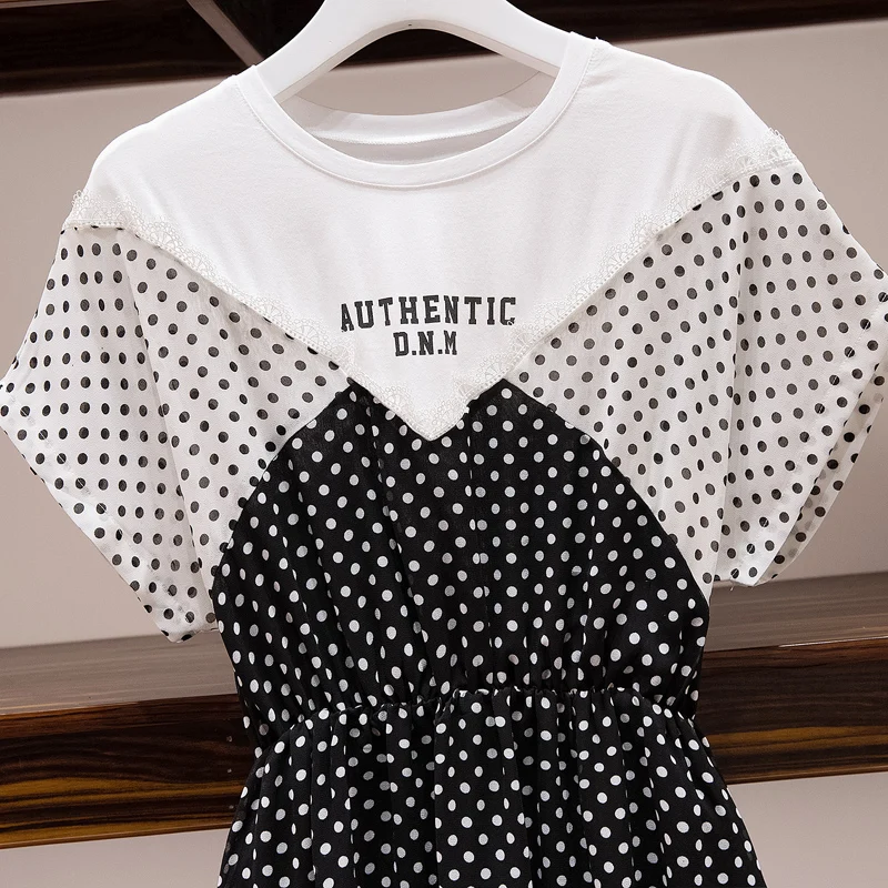 2020 летнее L-4XL женское платье с круглым вырезом короткий рукав пэчворк буквенным