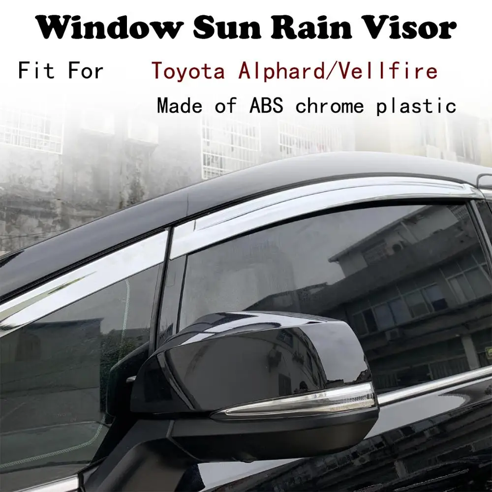 

ABS Chrome plastic Window Visor Vent Shades Sun Rain Guard car accessories For Toyota Alphard/Vellfire 2015-2020