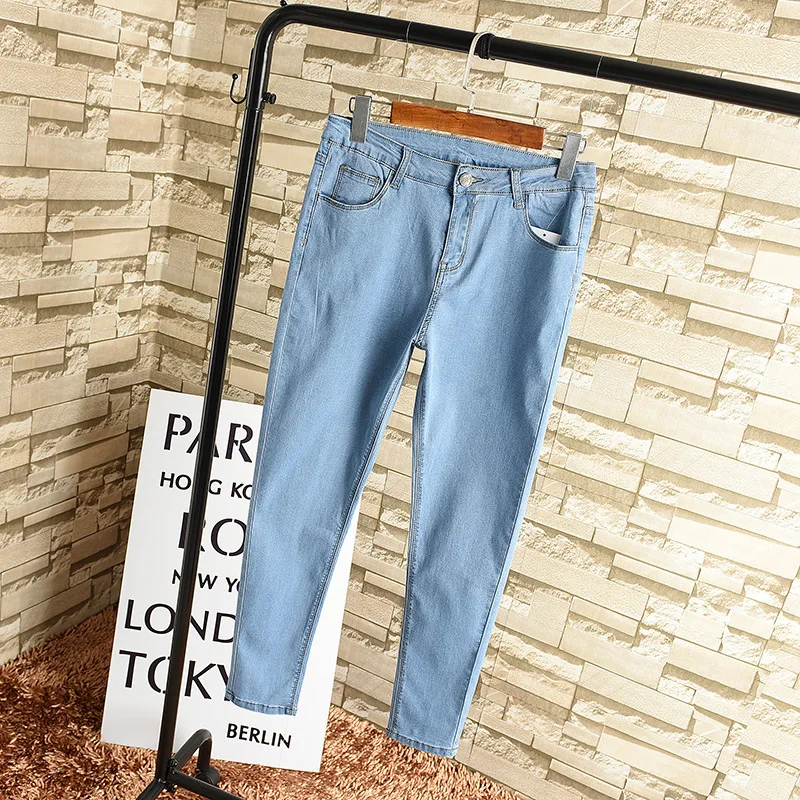 Женские узкие джинсы с высокой талией облегающие джинсовые брюки размера плюс